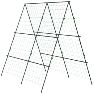 Enrejado de Jardín Triángulo Soporte para Plantas Trepadoras con Marco de Acero para Frutas Verduras Flores Decoración Exterior Patio Terraza 180x100x180 cm Verde