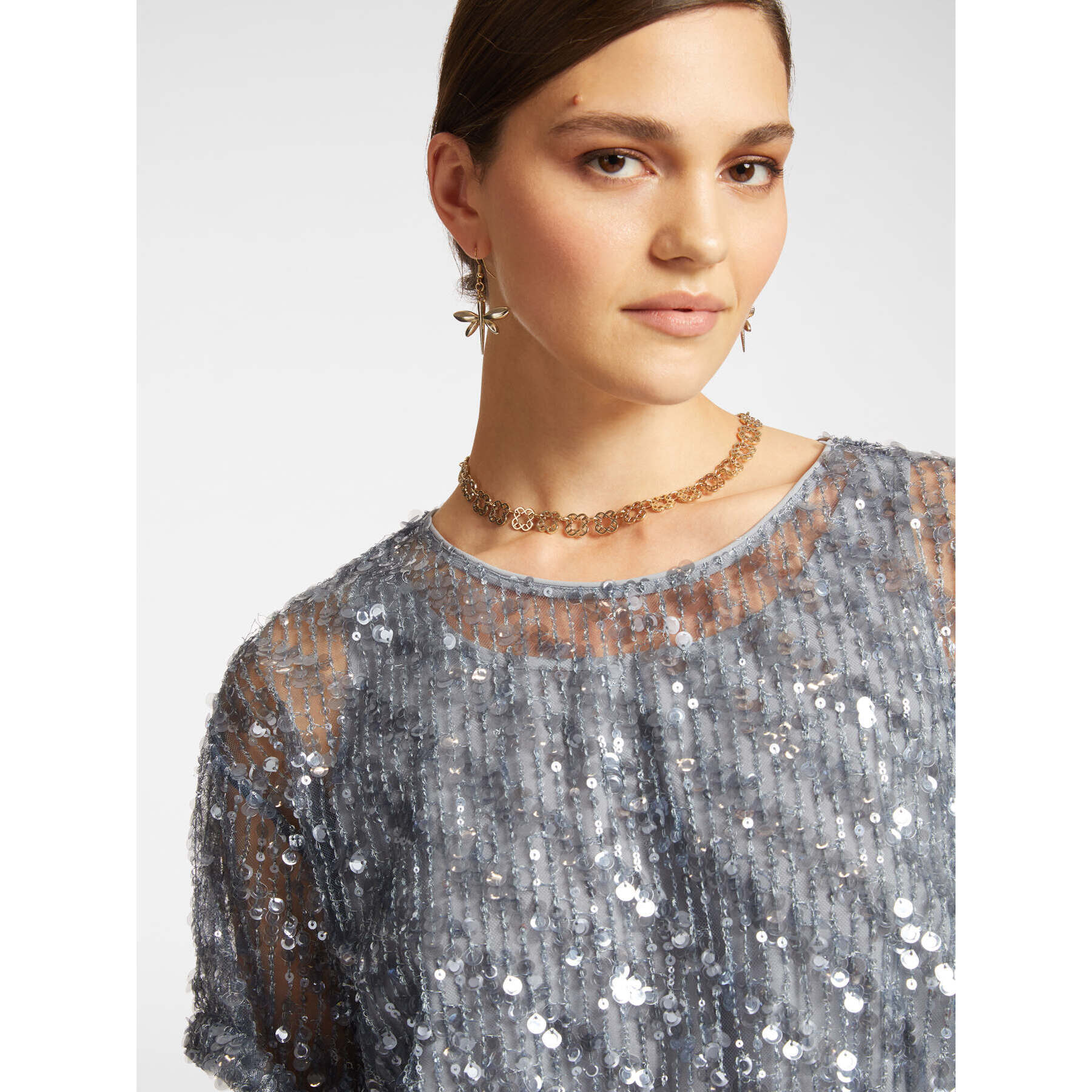 Elena Mirò - Blusa de lentejuelas - Gris