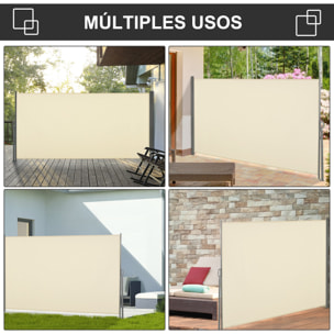 Toldo Lateral Retráctil 300x160 cm Pantalla Enrollable Mampara de Privacidad y Protección Solar para Jardín Balcón Terraza Crema