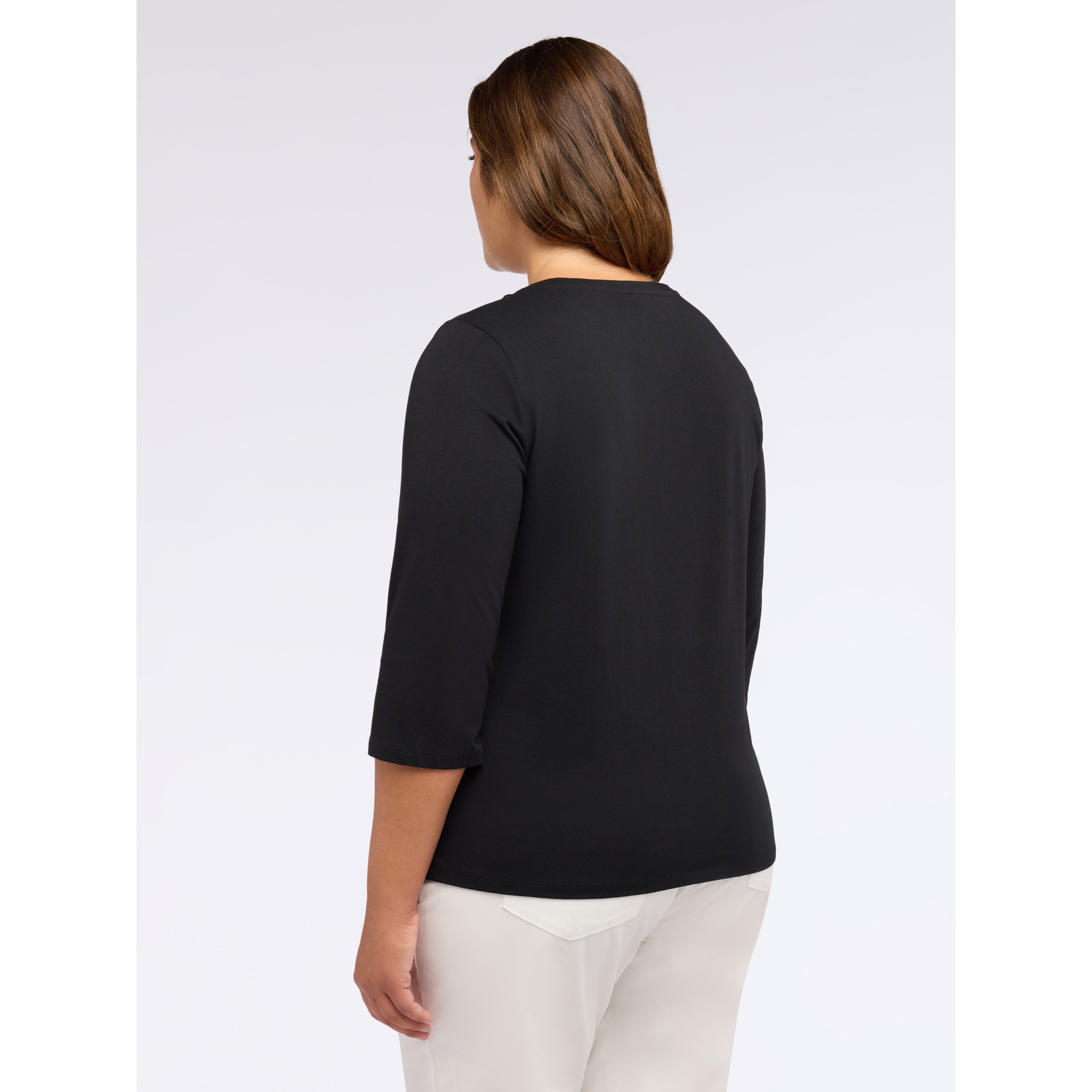 Fiorella Rubino - T-shirt in jersey con catena sullo scollo - Nero