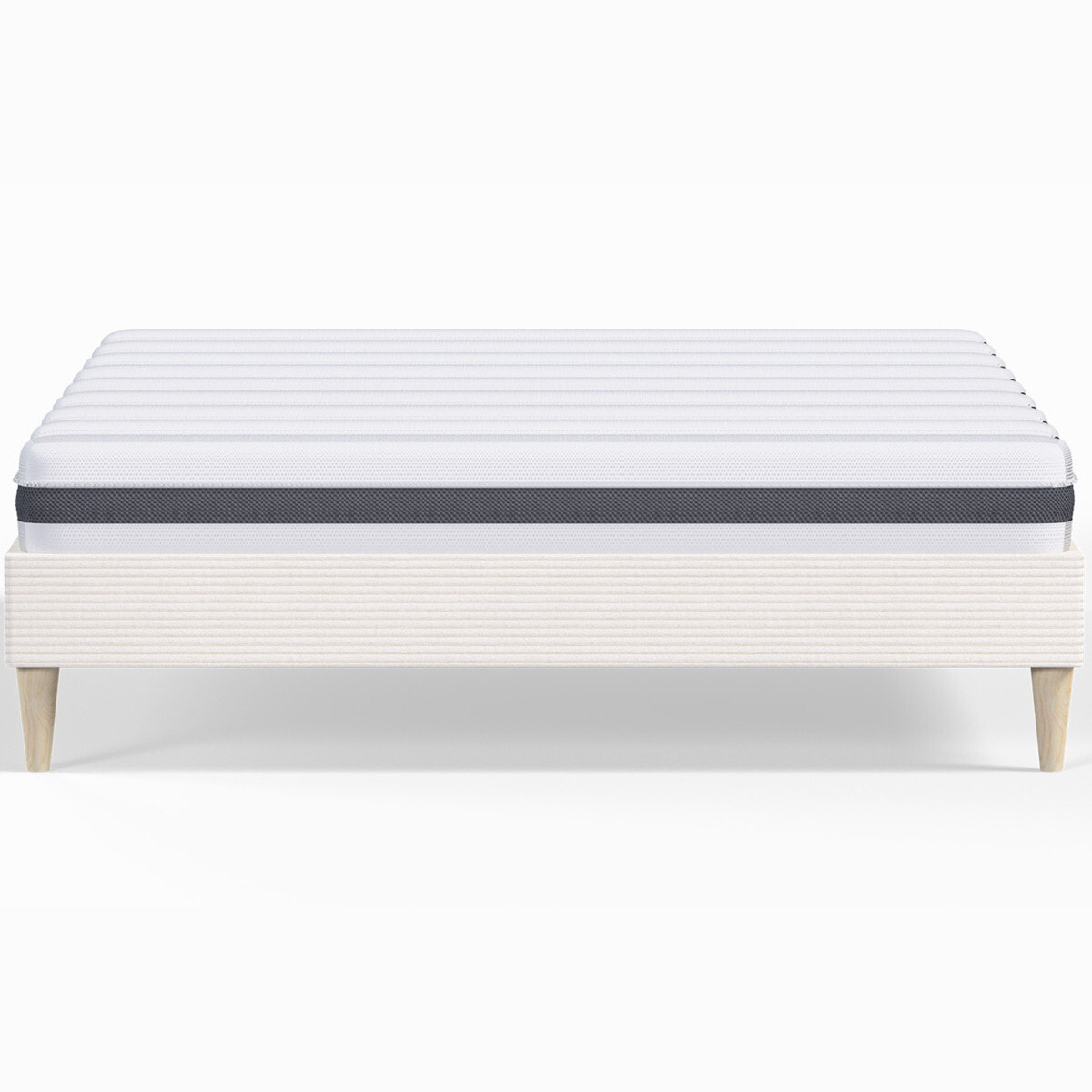 Pack lit en velours côtelé + Matelas ressorts et Mousse HR - DINA & HYGIOSPRING
