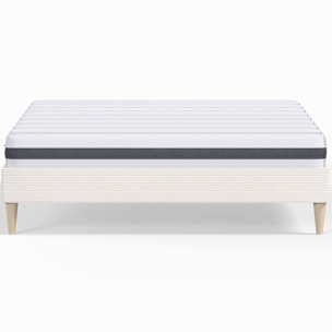Pack lit en velours côtelé + Matelas ressorts et Mousse HR - DINA & HYGIOSPRING