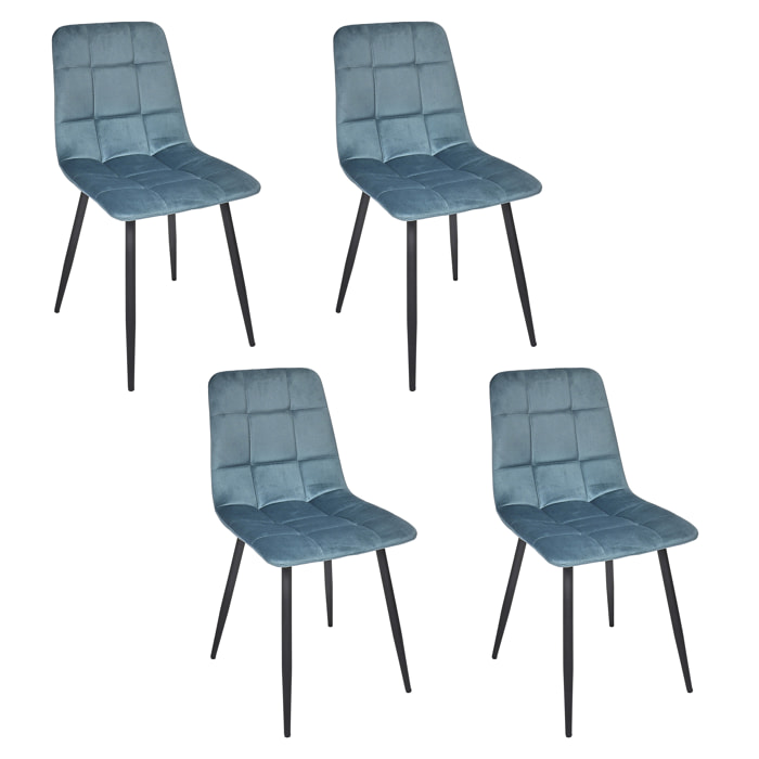 Chaise Mateo Bleu Canard - Lot De 4