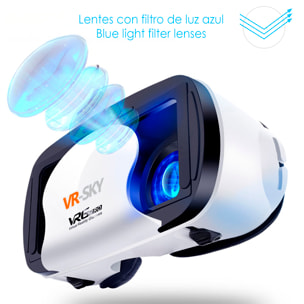 Occhiali per la realtà virtuale SKY Blu-ray. Protezione contro la luce blu, vista panoramica a 360º. Compatibili con IOS, Android, HarmonyOS.