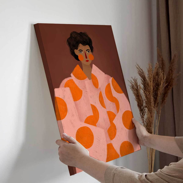 Tableau contemporaine Tableau Femme Manteau à Pois Toile imprimée
