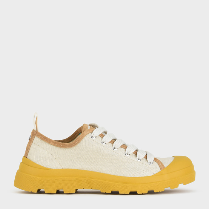 ZAPATO CON CORDONES HOMBRE P03 DE LINO Y ANTE NIEBLA AMARILLO