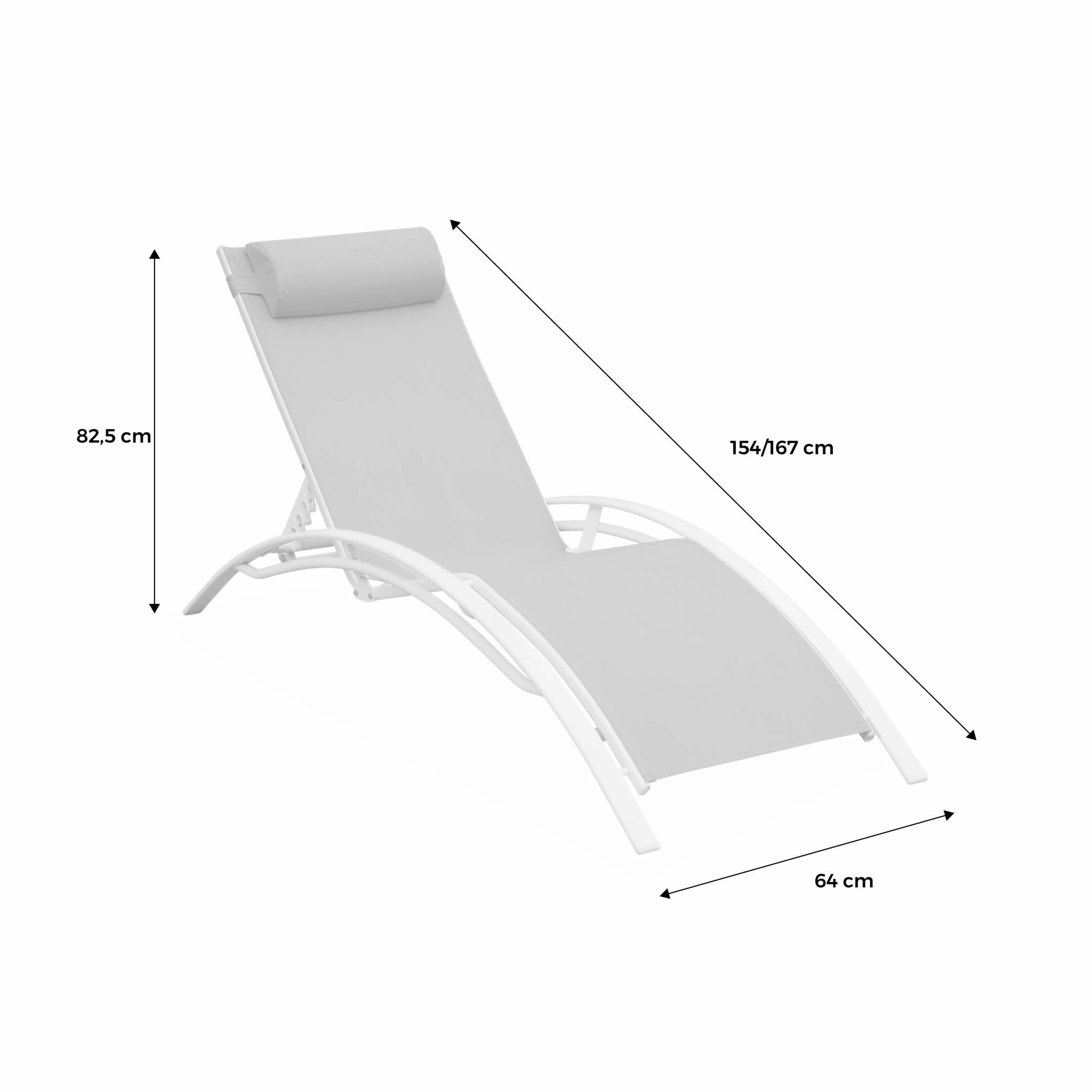 Bain de soleil aluminium multi positions (lot de 2) LOUISA