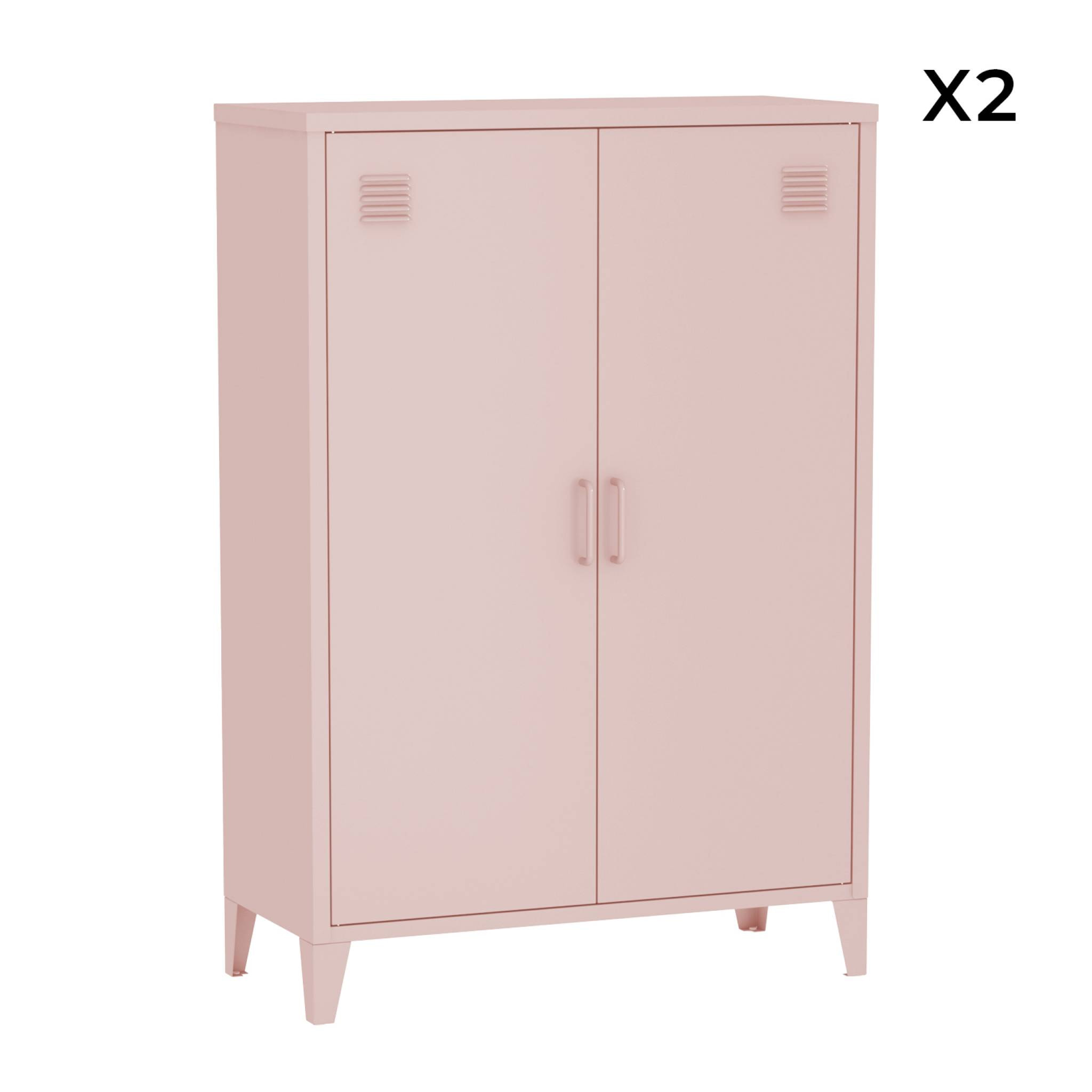 Commode/armoire métal 2 portes (lot de 2) SOHO