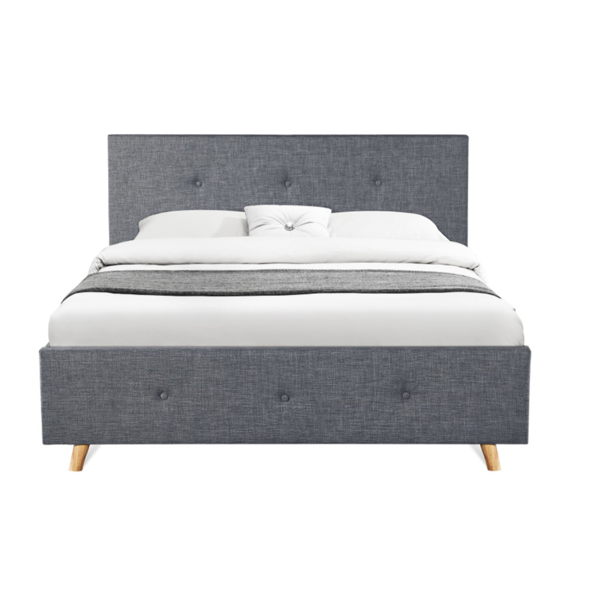 Lit coffre double scandinave lulea - Gris anthracite