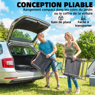 Lot de 4 chaises de jardin pliables acier textilène noir
