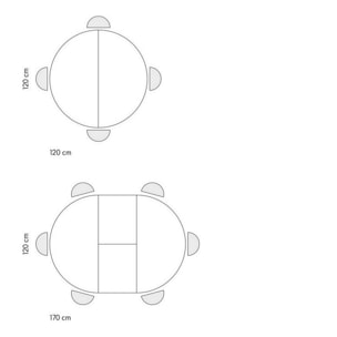 Tavolo rotondo PANTELLERIA in legno effetto bianco frassinato con base a X in metallo antracite, allungabile ⌀120 cm - ⌀170 cm