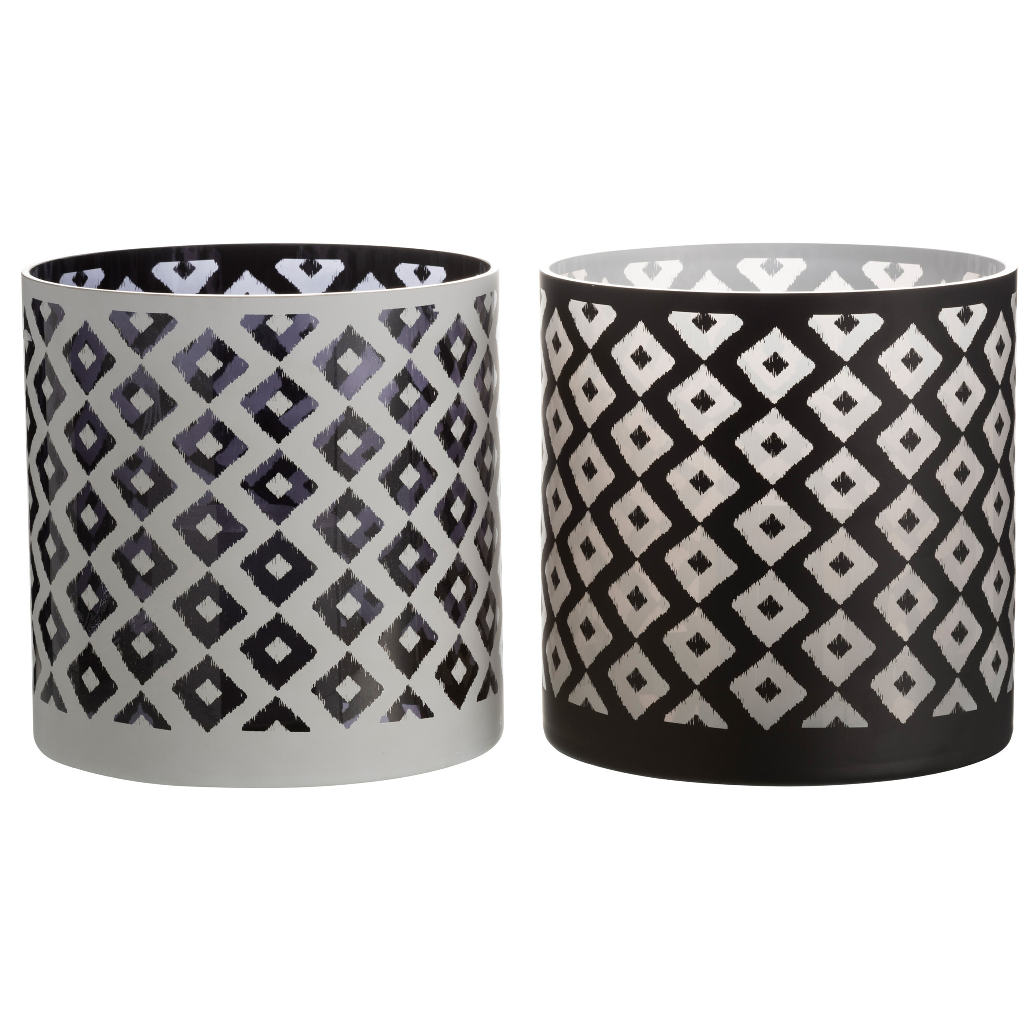 J-Line photophore Quadrille - verre - noir/blanc - large - 2 pcs