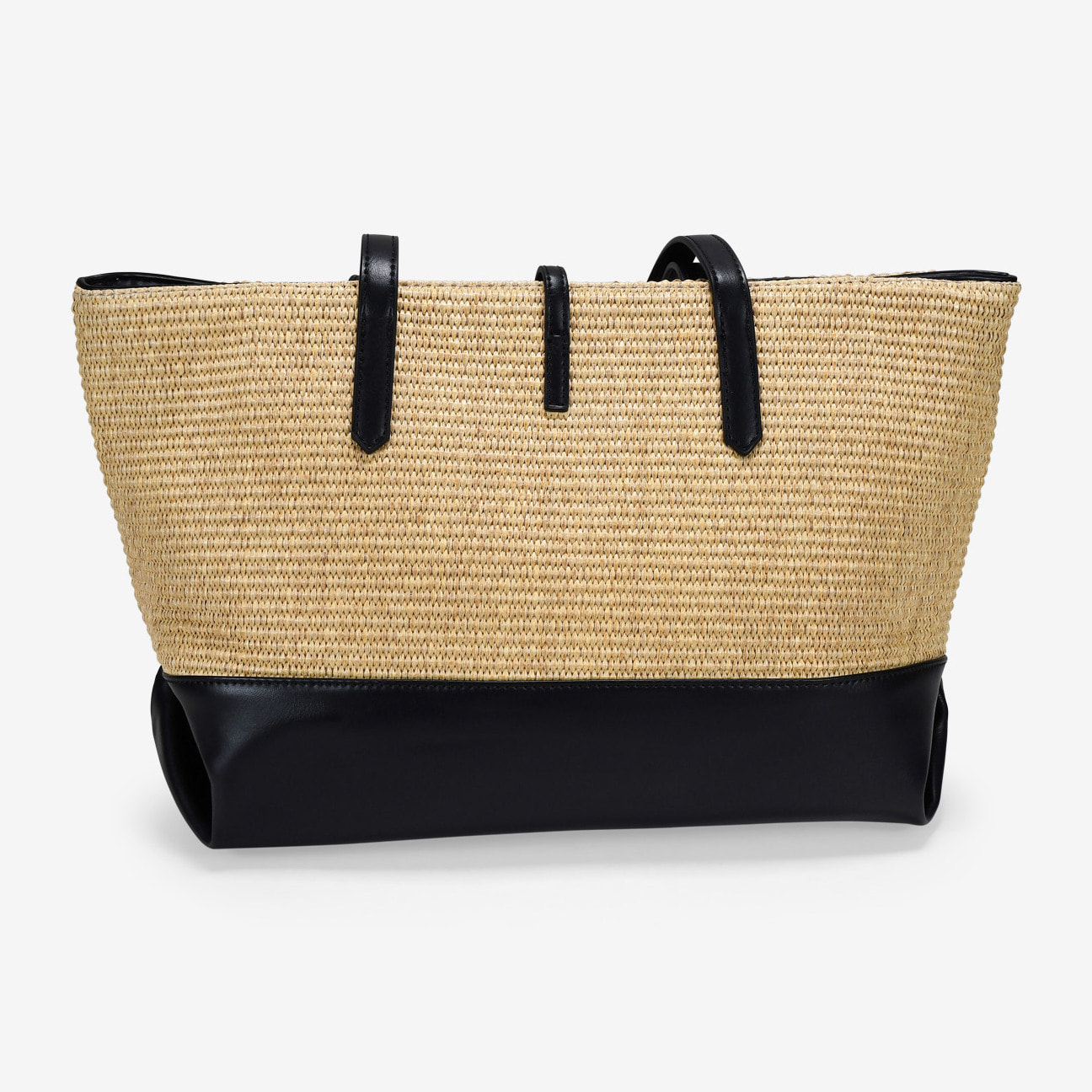 Bolso de hombro beige en rafia con solapa