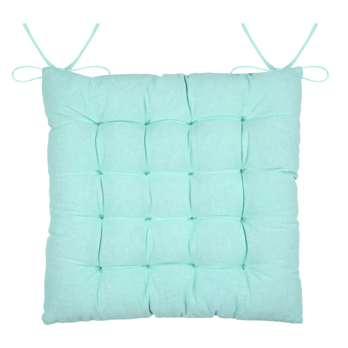 Galette de chaise polycoton matelassée à rayures - Vert