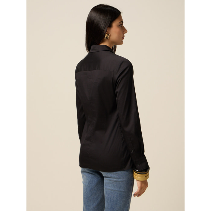 Oltre - Camicia basic in popeline - Nero