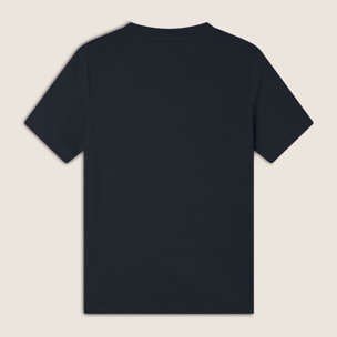 T-shirt girocollo con grafica dorata e perline