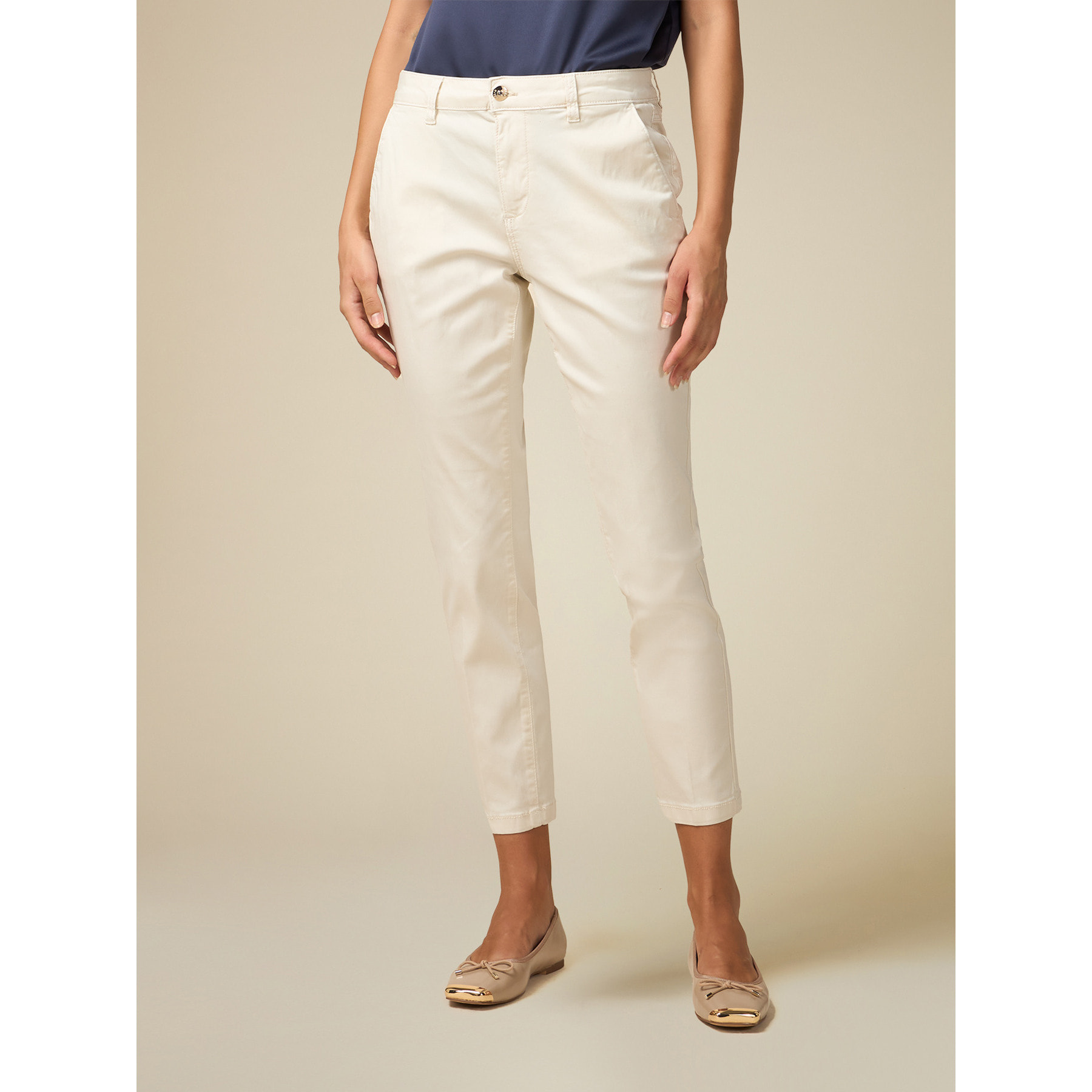 Oltre - Pantalón chinos con mezcla de tencel - Blanco