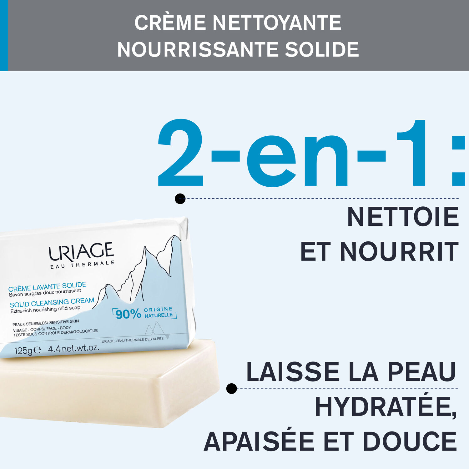 Crème Lavante Solide - Visage & Corps 125 g