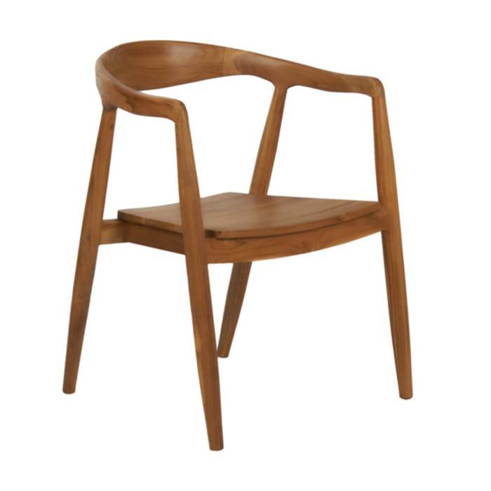 Chaise à accoudoirs en bois massif de teck exotique foncé - DAVAO