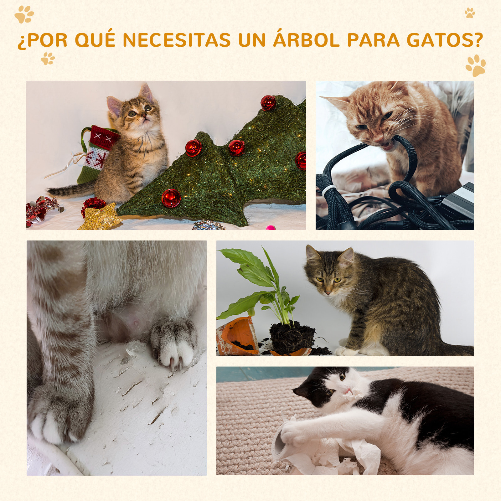 árbol Rascador para Gatos Grande 49x49x173 cm con Múltiples Niveles con Cuevas Escaleras Juguetes Colgantes Camas Centro Actividades Sisal Gris Oscuro