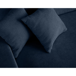Pivoine - canapé droit 3 places - convertible avec coffre - en velours texturé - Bleu