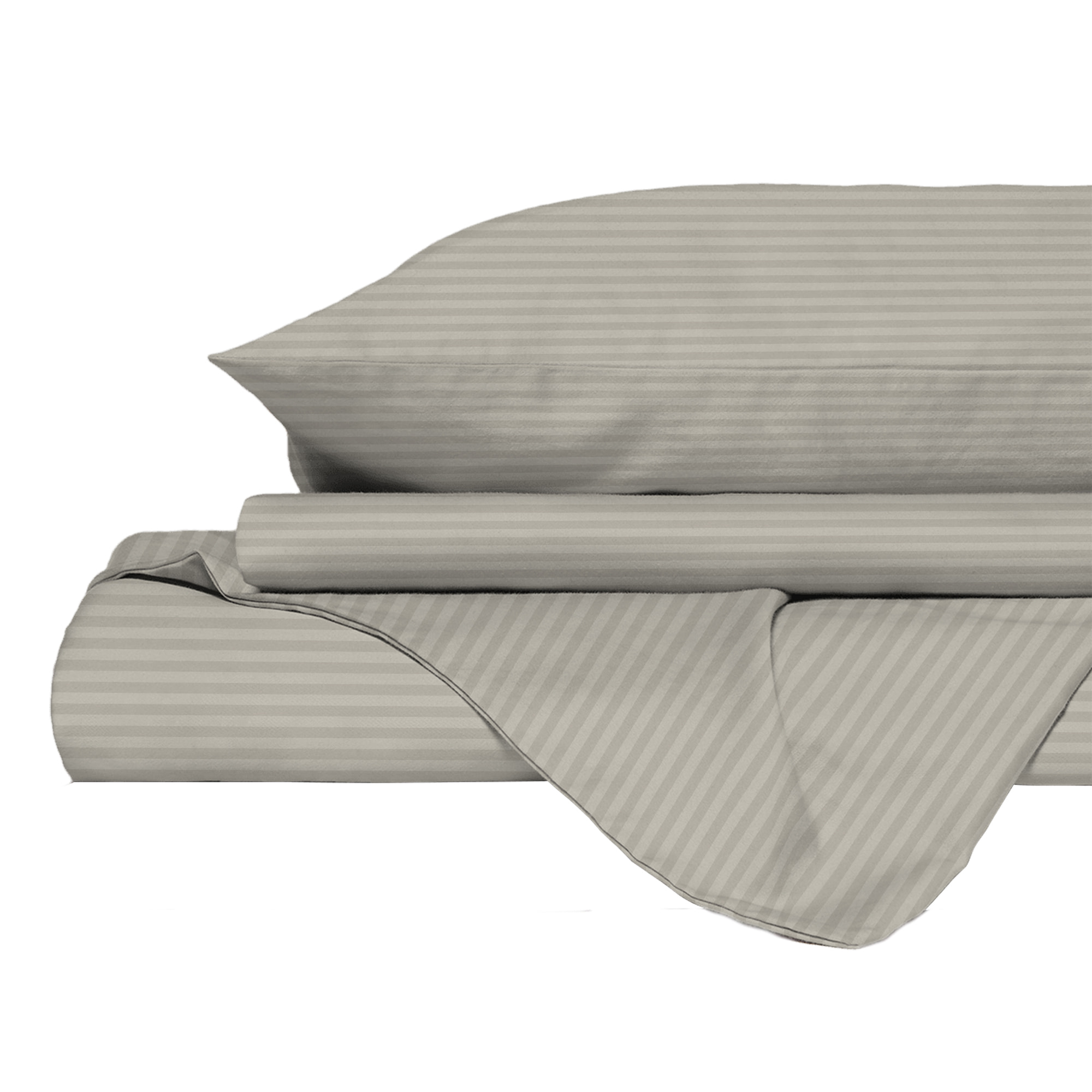 PARURE COPRIPIUMINO SATIN STRIPES, 100% Raso di Poliestere, Made in Italy, No Stiro - TORTORA