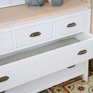 Commode Avelin -bois massif de mindi et placage naturel de mindi-couleur blanc bergen/naturel 115 x 82 x 45 cm