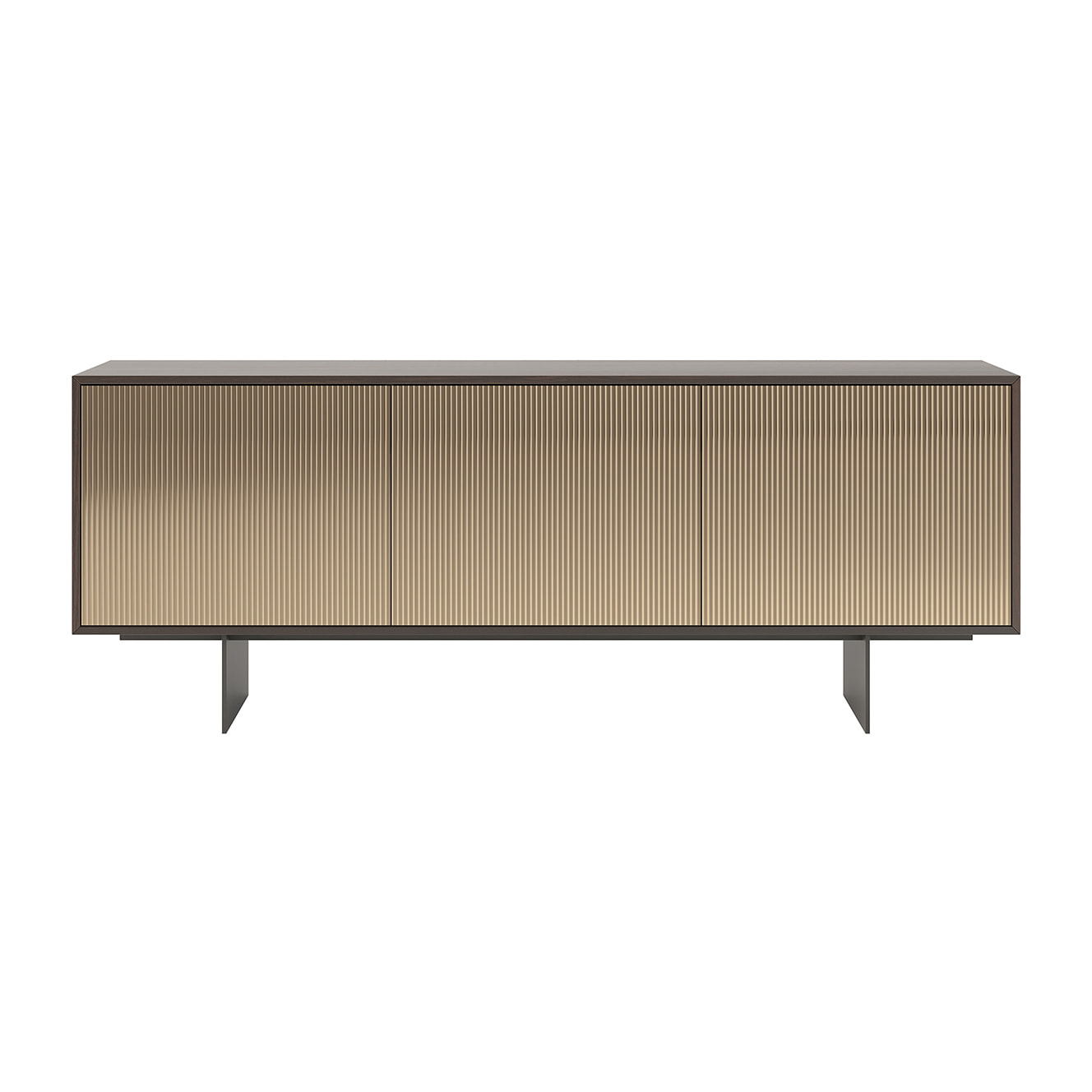 MADIA VESIRA CANNETE 3 ANTE - STRUTTURA ROVERE SCURO, GRIGIO CARBONE, ANTA SPECCHIO BRONZATO