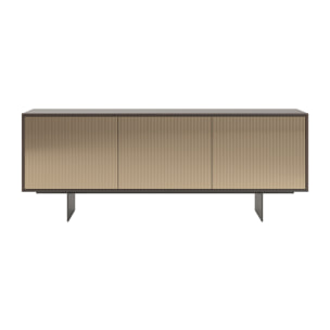 MADIA VESIRA CANNETE 3 ANTE - STRUTTURA ROVERE SCURO, GRIGIO CARBONE, ANTA SPECCHIO BRONZATO