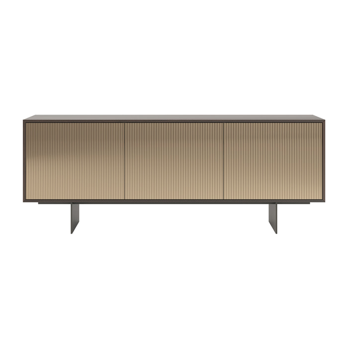 MADIA VESIRA CANNETE 3 ANTE - STRUTTURA ROVERE SCURO, GRIGIO CARBONE, ANTA SPECCHIO BRONZATO