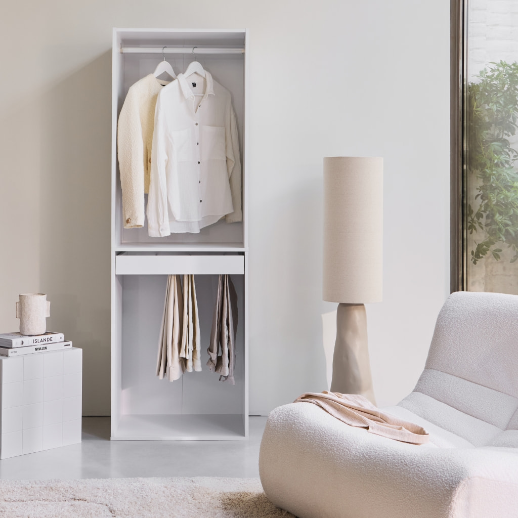 Module dressing décor bois avec penderie et porte-pantalons MODULO