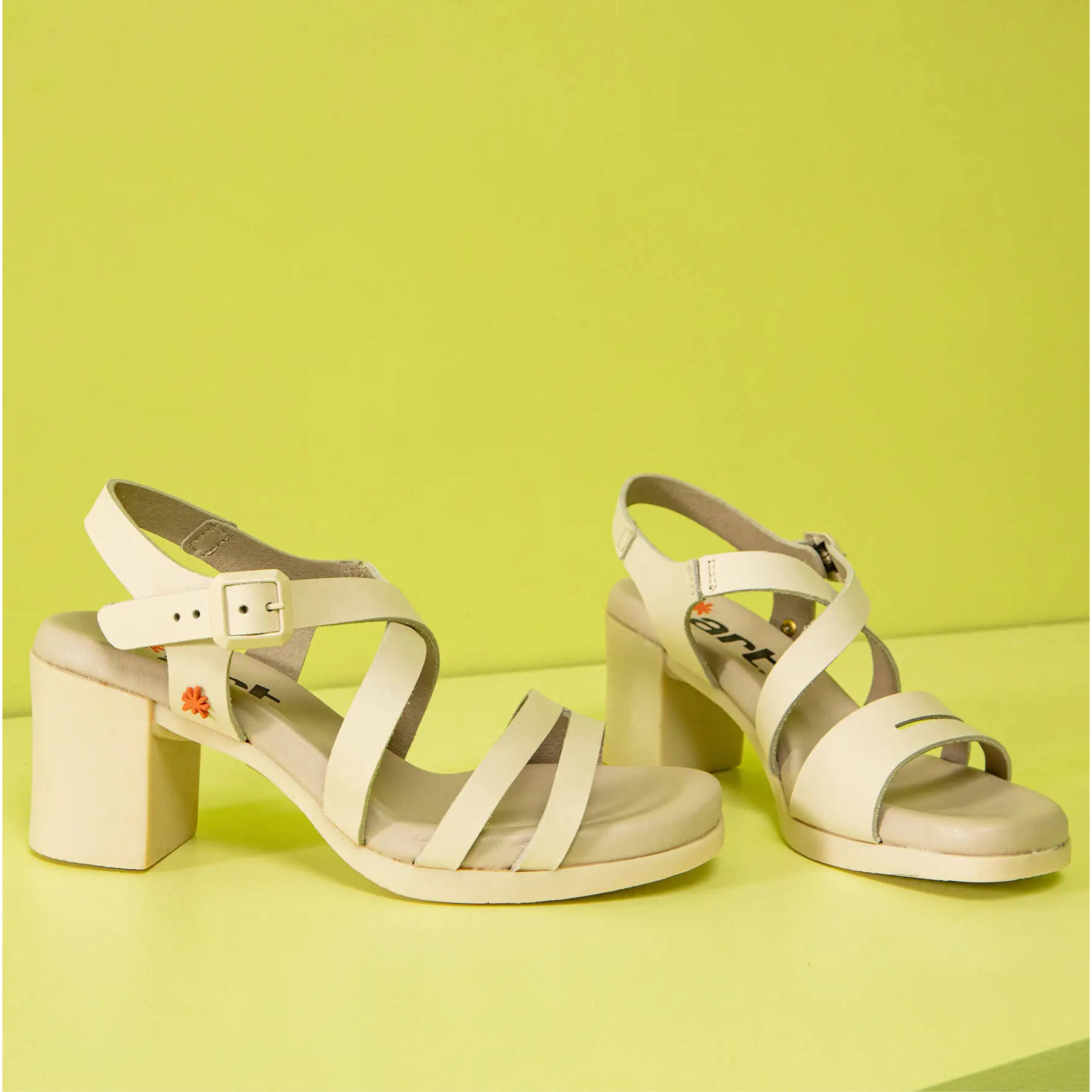 Sandalias con tacón 1840 NAPPA BLACK-ORANGE/ CANNES color Black-orange