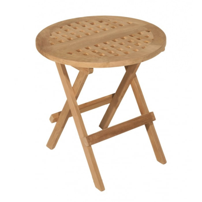 HARRIS - Table pique nique de jardin ronde 50x50cm en bois Teck