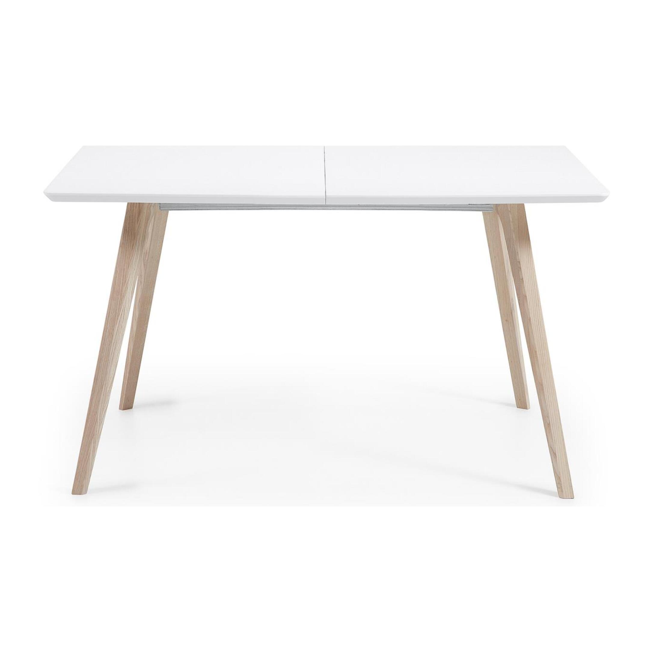 Kave Home - Tavolo da pranzo allungabile Eunice 140(220) x 100 cm bianco con gambe in legno