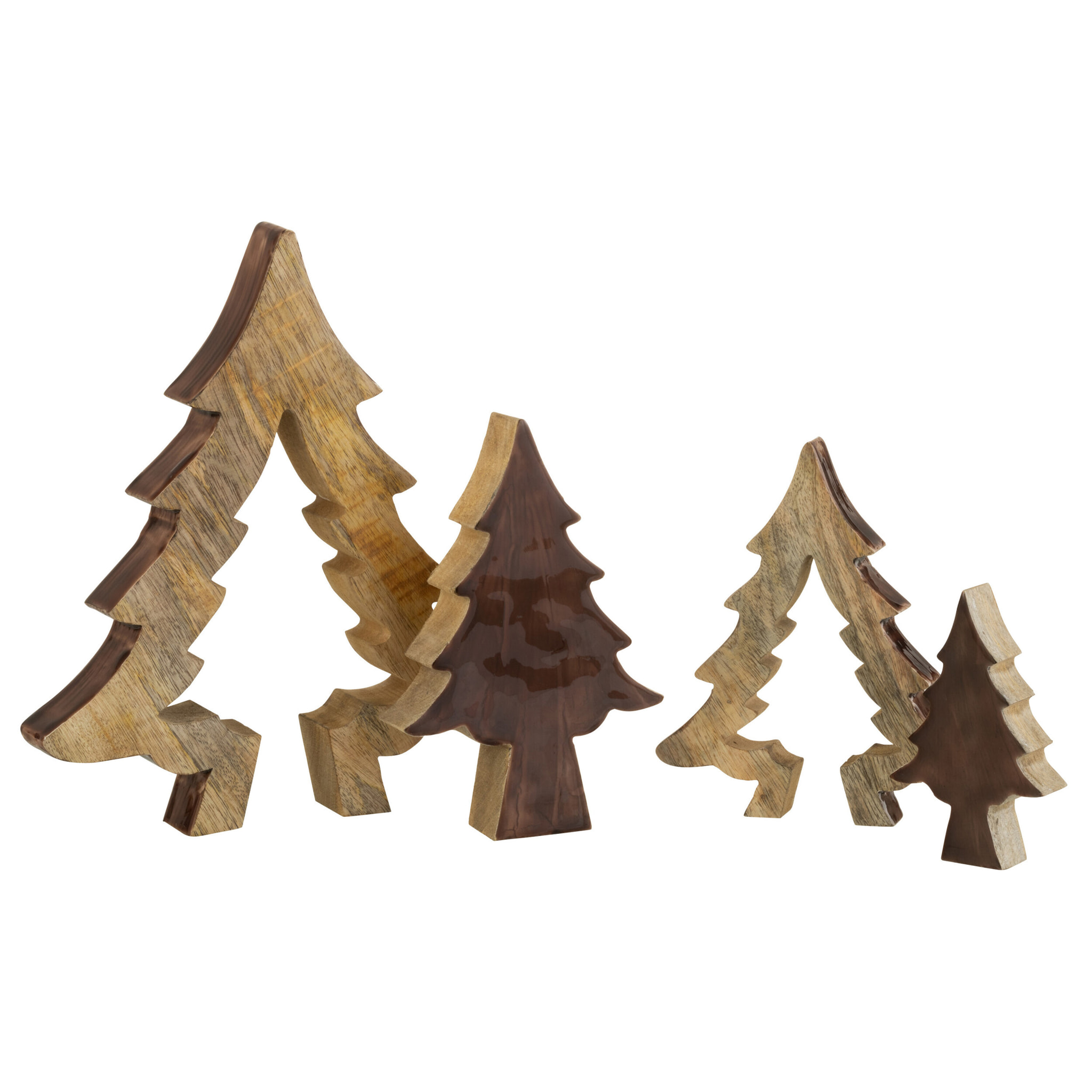 J-Line décoration Sapin de Noël Puzzle - bois - marron/naturel - large