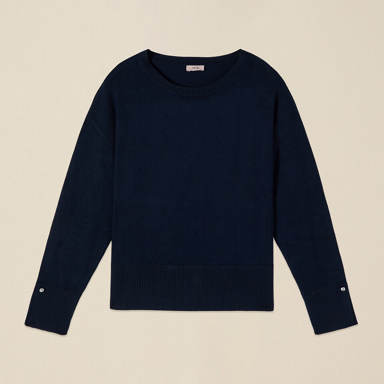 Oltre - Jersey mezcla viscosa con botones joya - Azul