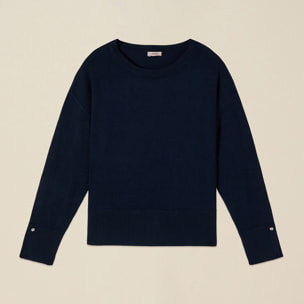 Oltre - Jersey mezcla viscosa con botones joya - Azul