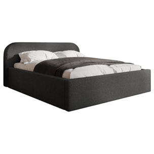 Orane - lit coffre - 160x200 cm - en tissu bouclette - Gris Anthracite