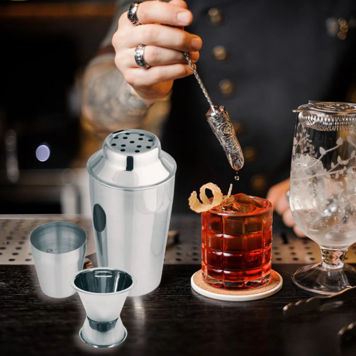 Set Shaker à cocktails en inox 400 ml et Doseur à alcool 2 cl et 4 cl Fackelmann Bar Concept