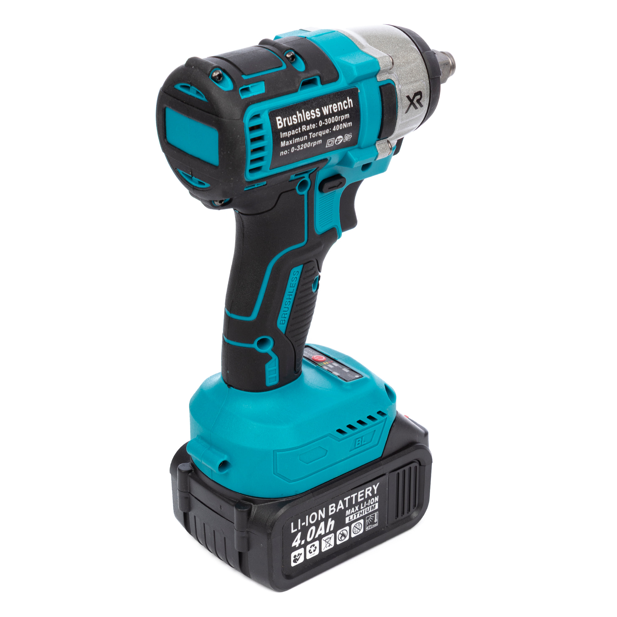 Llave de impacto eléctrica inalámbrica 12V, con motor sin escobillas y con 2 baterías de 13.000mAh.