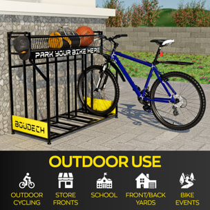 Parkade - Rastrelliera Portabici 4 Posti a Pavimento da Garage con Cesta Portaoggetti e 4 Ganci in Metallo Nero