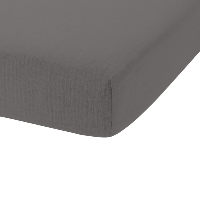 Drap housse - bonnet:30cm 100%gaze de coton anthracite