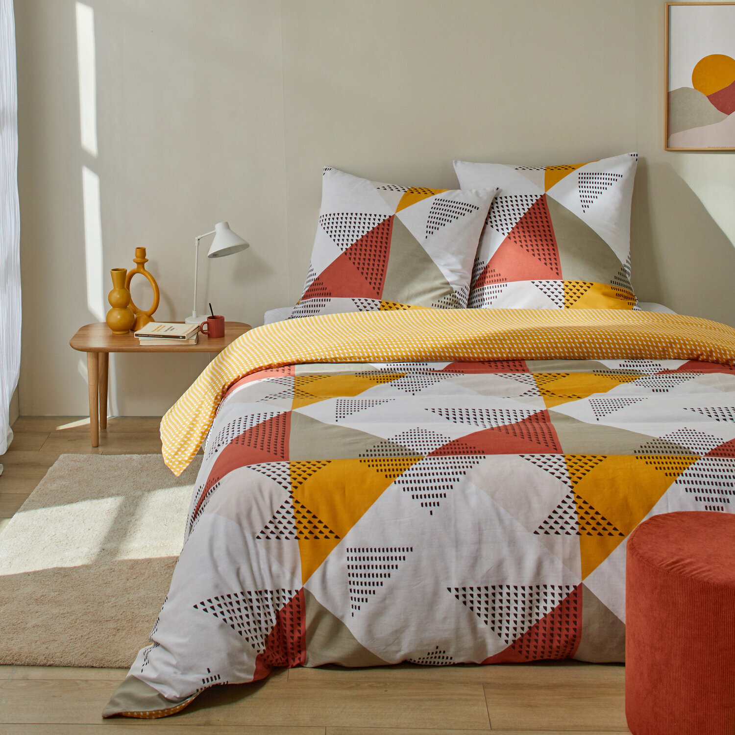 Parure housse de couette meo multico + 2 taies d'oreillers
