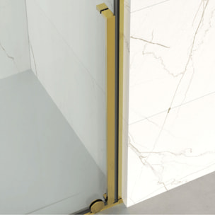 X-MOTION Porte de douche 140x200cm Coulissante, anticalcaire avec profilé Or brillant (SATBWIXM140NIKAZ)