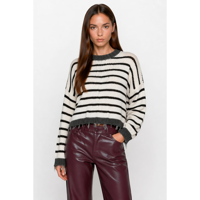 Kocca - Maglia da donna a righe con maniche lunghe e girocollo Donna