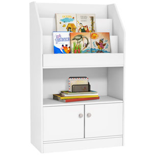 Estantería Juguetes Infantil Librería para Niños de 3 a 8 Años para Juguetes Libros Zapatos con 3 Compartimentos y 2 Armarios para Escuela Dormitorio 60x29,5x100 cm Blanco