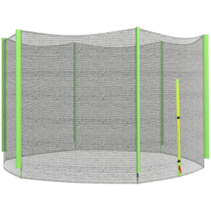Red de Seguridad para Cama Elástica Ø305 cm Red de Trampolín Redondo para Exterior Protectora para Cama Elástica de 6 Postes Rectos Verde