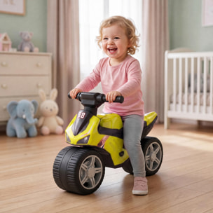 Draisienne moto de course larges roues effets sonores jaune vert