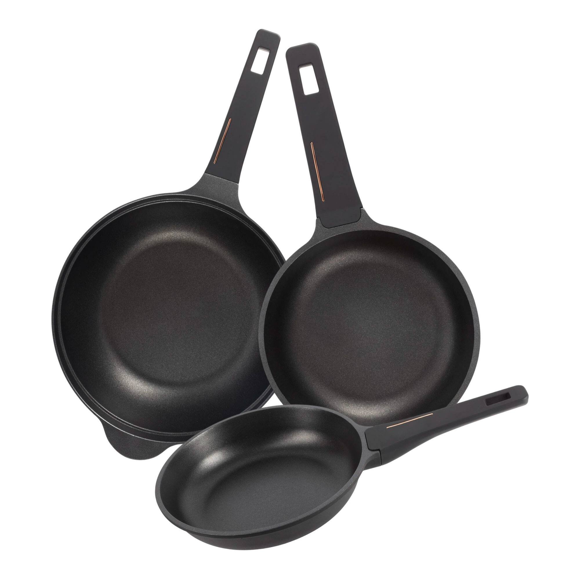 Juego de 2 Sartenes Ø20Ø24cm + Wok Ø30cm en aluminio fundido color Negro Copper Bergner