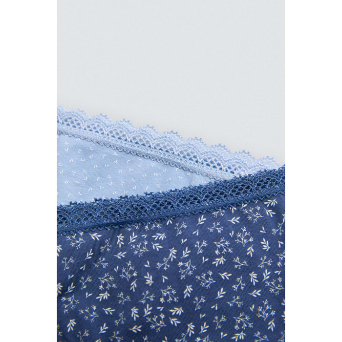 Confezione da 2 mutandine midi stampate nei toni del blu